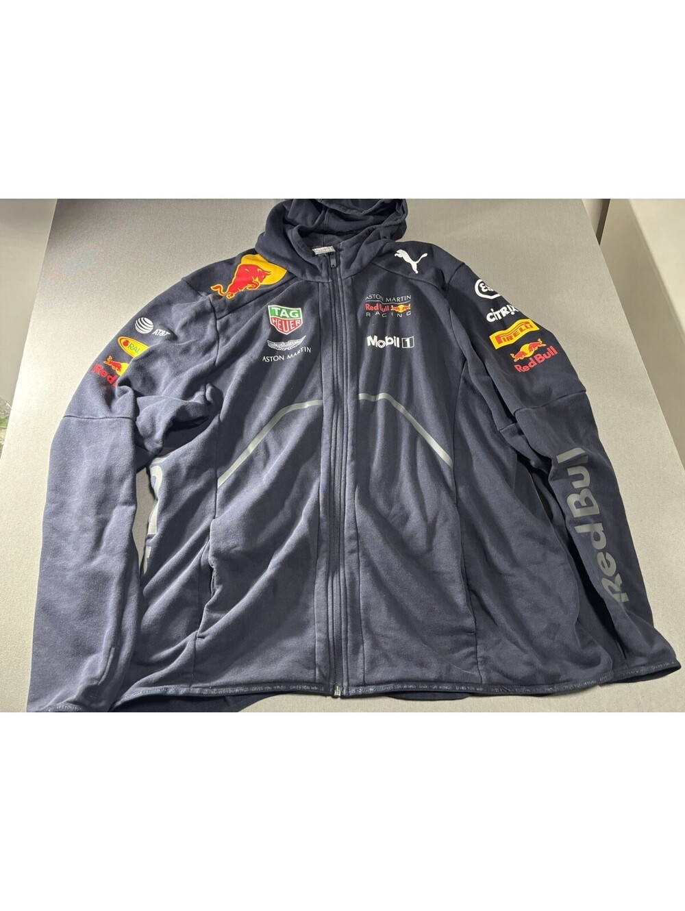 Puma Aston Martin Red Bull Racing F1 Team Full Zip Hoodie Men's XXL Navy Blue